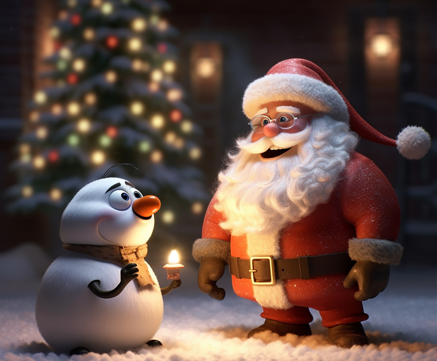 Snowman with Santa Claus