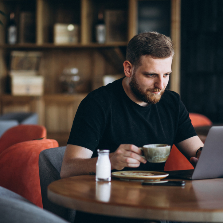 Man in cafe